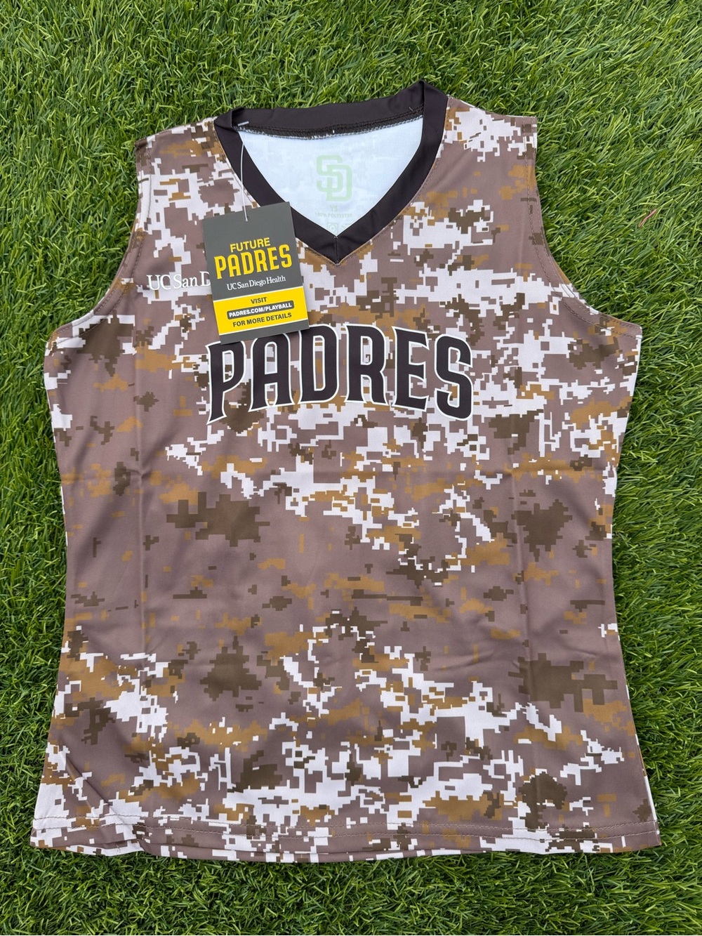 San Diego Padres Camo Sleeveless Jersey - Brown/White Size Youth Small